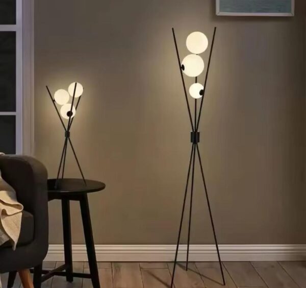 Standing Lamps Three Black Legs & 3Bulbs