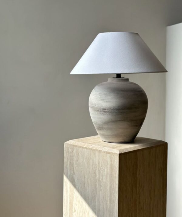 Table Lamp Wooden Gray Color